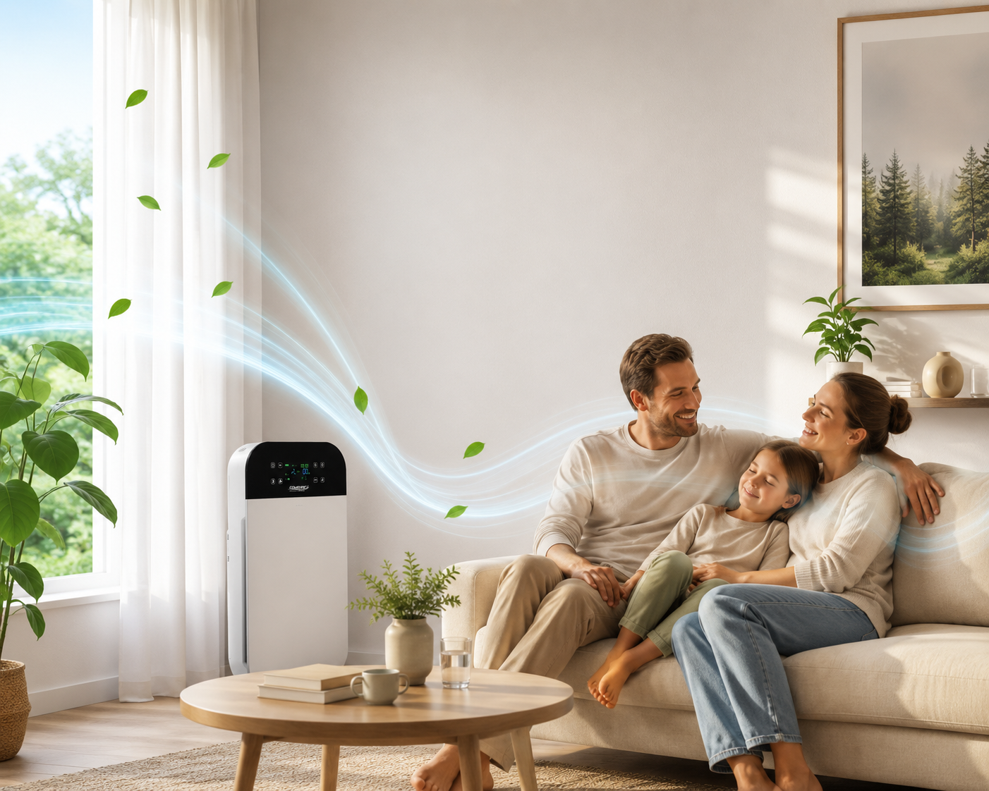 Luftreiniger verbessert die Raumluft für eine gesunde Umgebung im Wohnzimmer